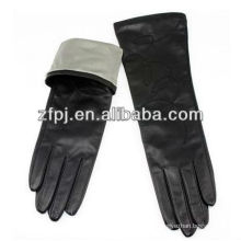 Meilleures ventes de femmes à la mode longues gants en cuir noir